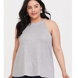 Torrid shiny high neck flowy tank top